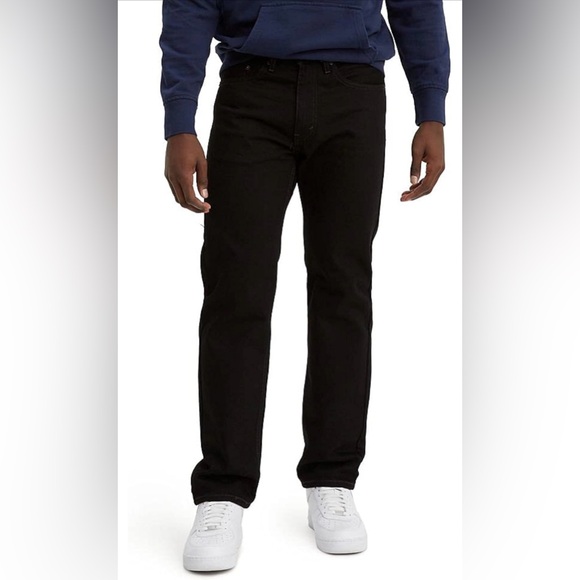 Levi's 505 Men's Jeans Regular Fit 48X30 Black Middle Wash Straight Leg Zip - Picture 4 of 9